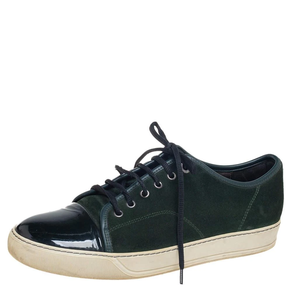 商品[二手商品] Lanvin|Lanvin Green Patent And Suede Low Top Sneakers Size 42,价格¥923,第1张图片