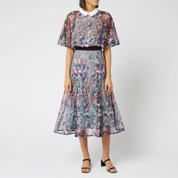 商品Self Portrait|Self-Portrait Women's Floral Vine Collared Midi Dress - Lace,价格¥1448,第1张图片