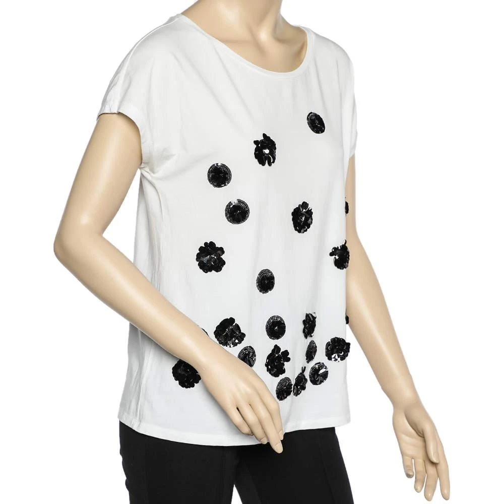 商品[二手商品] Weekend Max Mara|Weekend Max Mara White Cotton Knit Sequin Embellished T-Shirt M,价格¥806,第2张图片详细描述