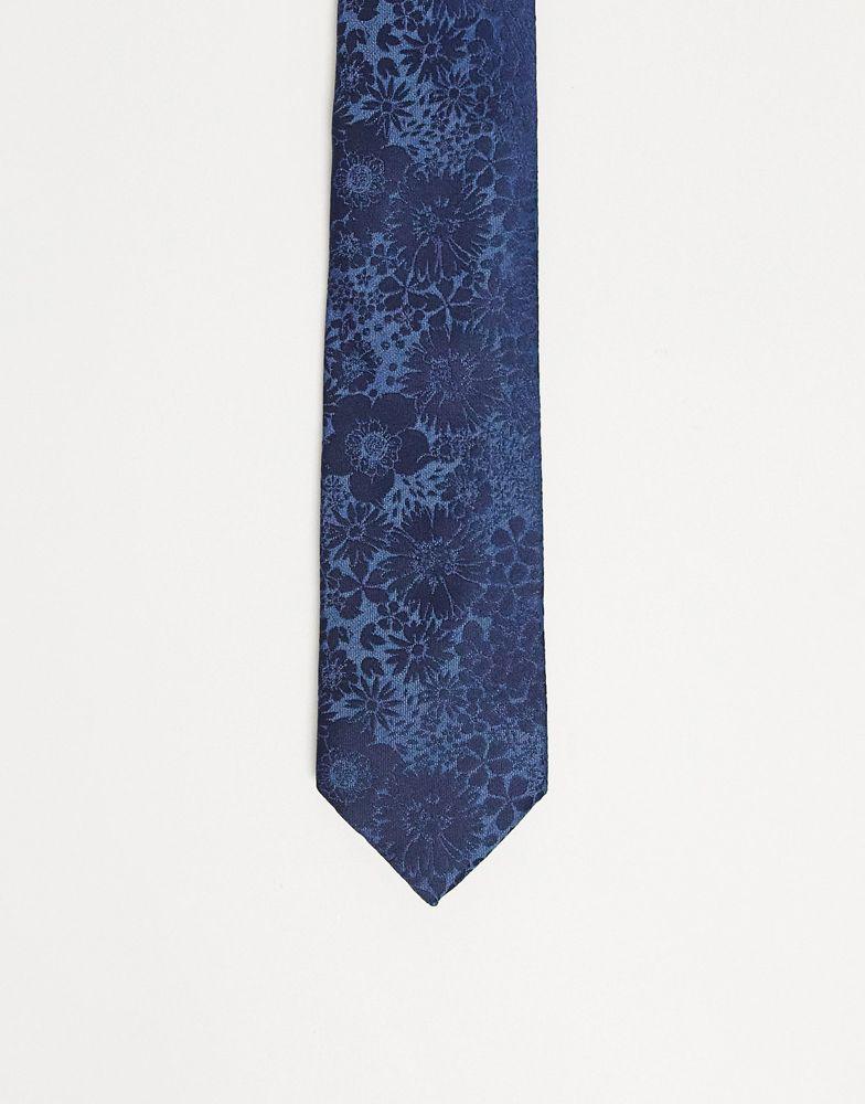 ASOS DESIGN slim tie in navy tonal floral商品第1张图片规格展示