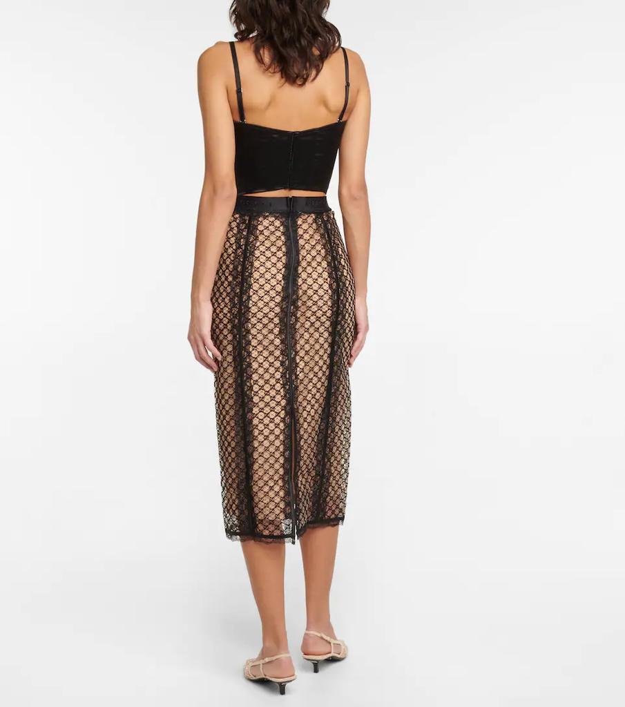 商品Gucci|GG绢网与蕾丝中长半身裙,价格¥17539,第5张图片详细描述