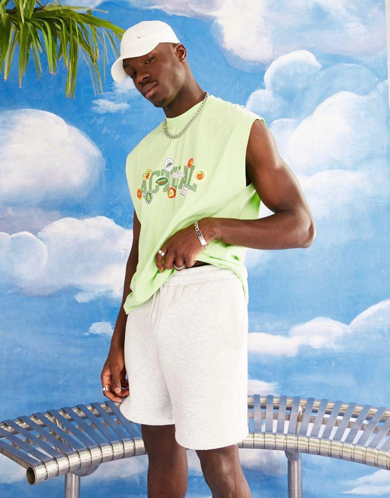商品ASOS|ASOS Actual oversized vest with actual sticker print in green,价格¥121,第3张图片详细描述