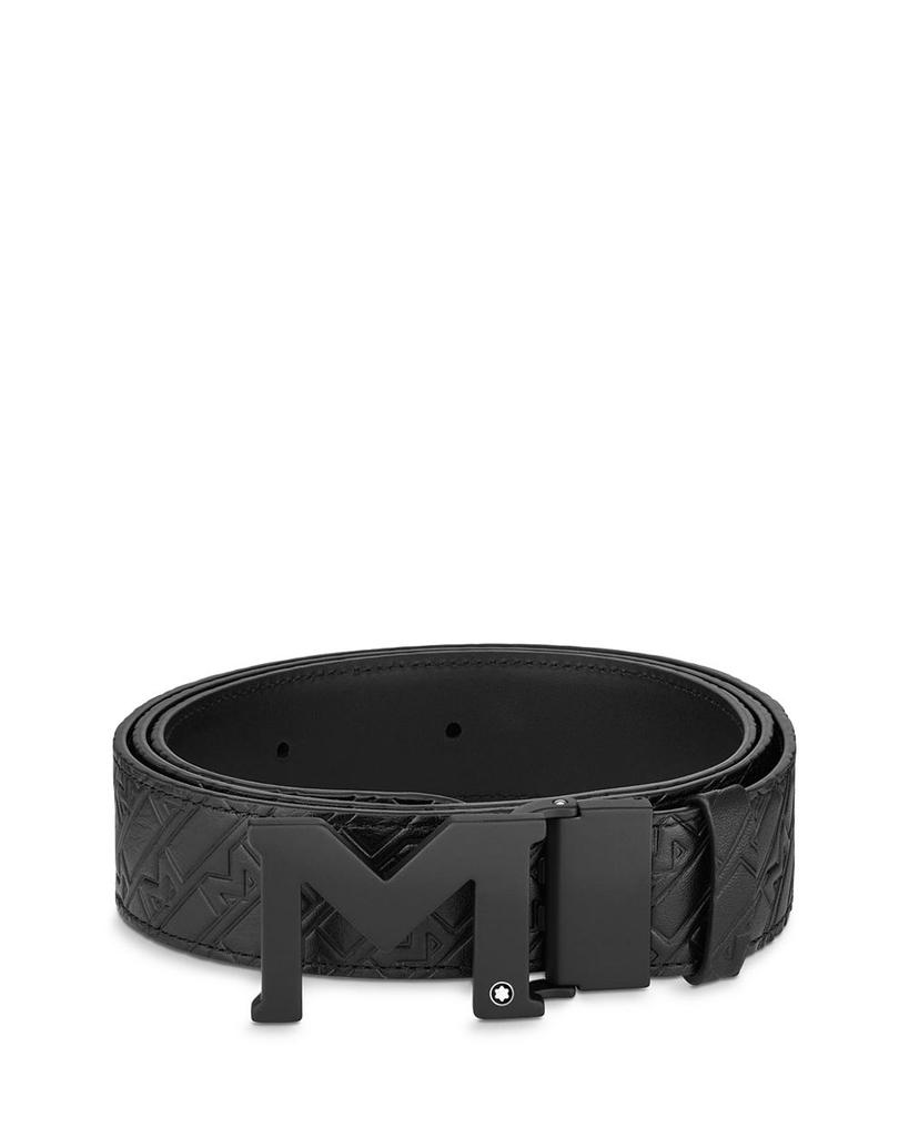M Buckle Reversible Embossed Leather Belt商品第1张图片规格展示