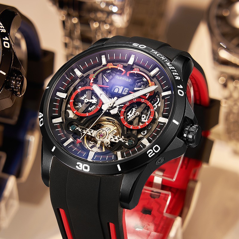 网红爆款马克华菲运动手表男士时尚潮流陀飞轮机械手表商品第1张图片规格展示