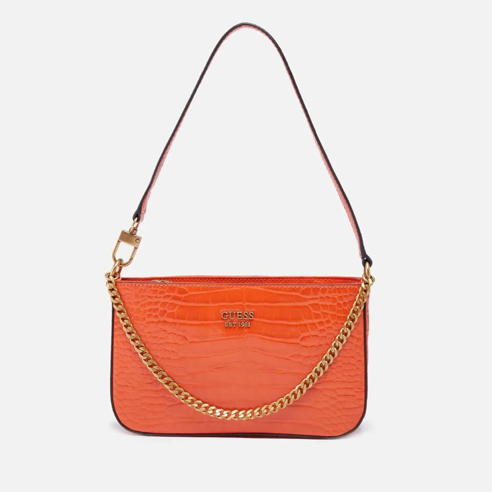 商品GUESS|Guess Women's Katey Croc Mini Top Zip Shoulder Bag - Flame,价格¥500,第1张图片