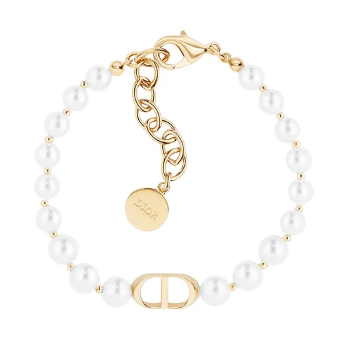 商品Dior|DIOR/迪奥  30 MONTAIGNE金色金属CD白色树脂珠饰手链 B1096MTGRS_D301,价格¥3546,第1张图片