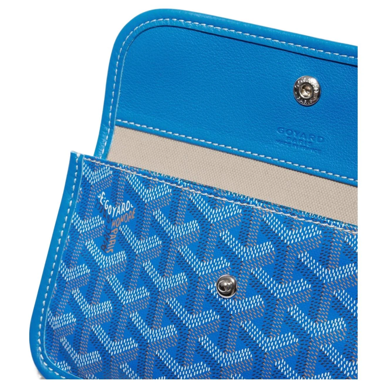 商品[国内直发] Goyard|狗牙 Bohème Hobo Y字老花满印抗压皮革手柄 帆布拼牛皮 腋下包子母包 单肩包 常规 女款 天蓝色,价格¥21747,第7张图片详细描述
