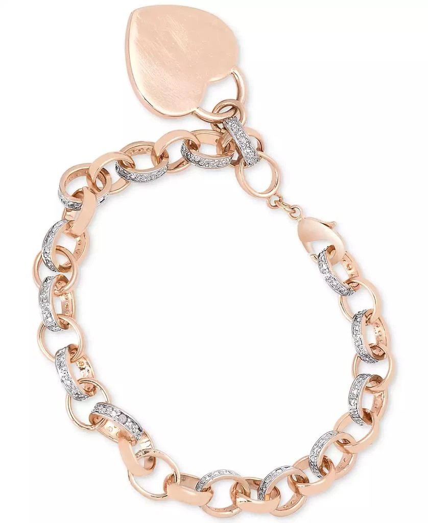 商品Macy's|Diamond Accent Heart Tag Chain Bracelet 7",价格¥382,第1张图片