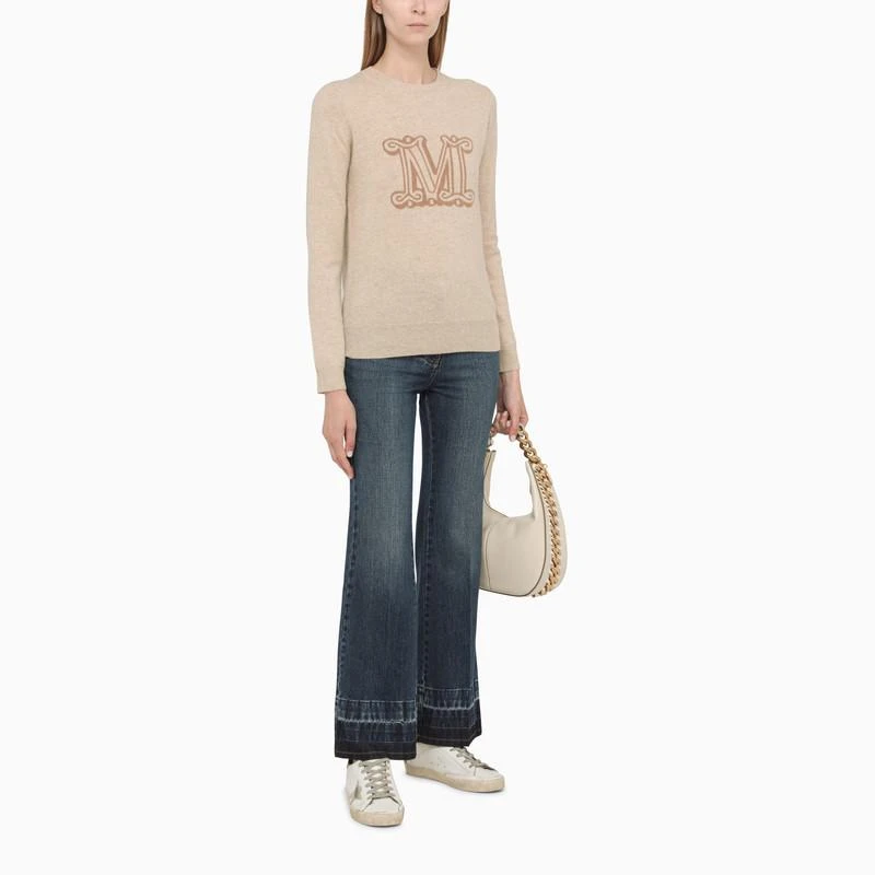 商品Max Mara|Beige cashmere sweater with logo embroidery,价格¥3161,第2张图片详细描述