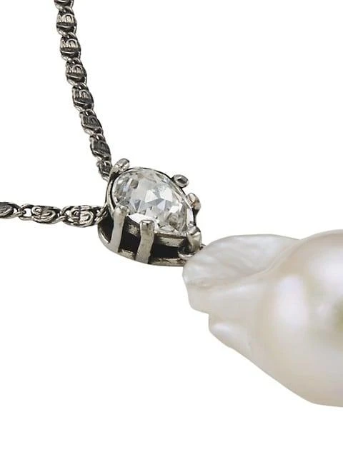 商品Alexander McQueen|Silvertone, 30MM Baroque Pearl, & Crystal Pendant Necklace,价格¥1656,第4张图片详细描述