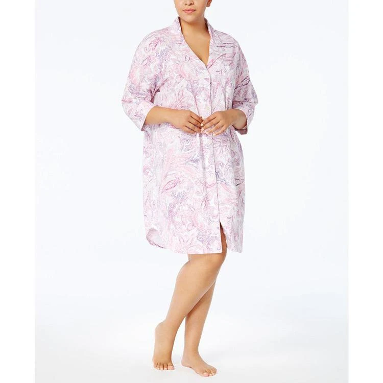 商品Ralph Lauren|Plus Size Printed Cotton Knit Sleepshirt,价格¥332,第1张图片