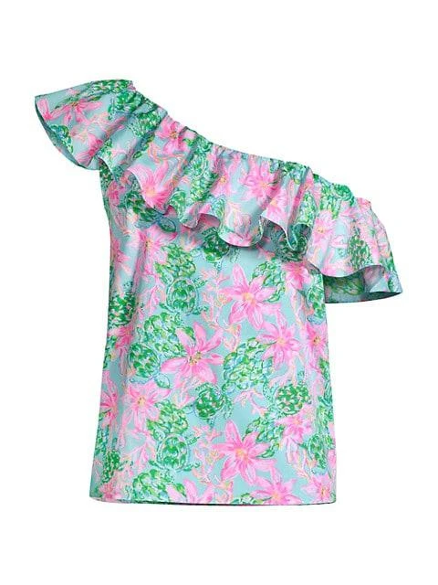 商品Lilly Pulitzer|Zeldie Floral-Printed One-Shoulder Ruffle Top,价格¥810,第1张图片