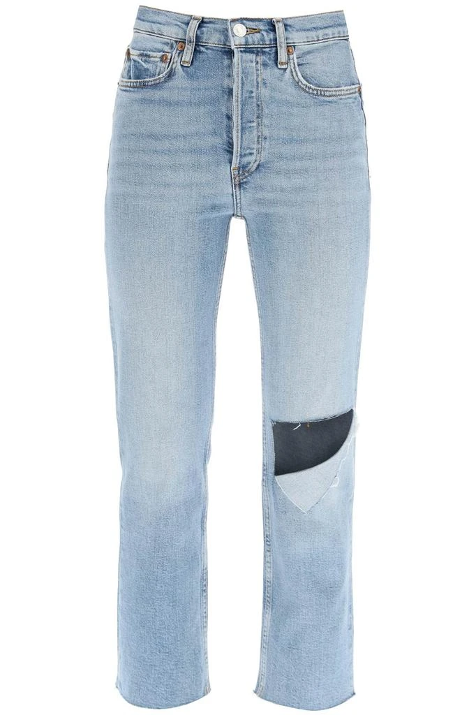 商品Re/Done|Re/done high rise stove pipe jeans with rips,价格¥1293,第1张图片