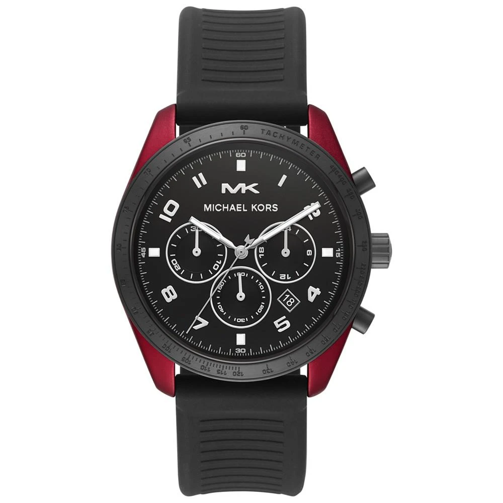 商品Michael Kors|Men's Chronograph Keaton Black Silicone Strap Watch 43mm,价格¥1556,第1张图片