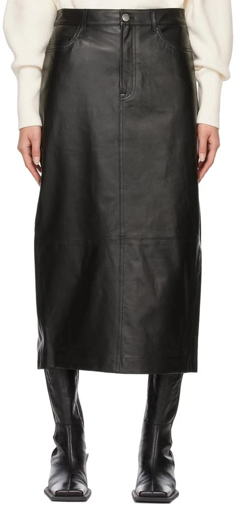 商品FRAME|Black Leather Midi Skirt,价格¥2086,第1张图片