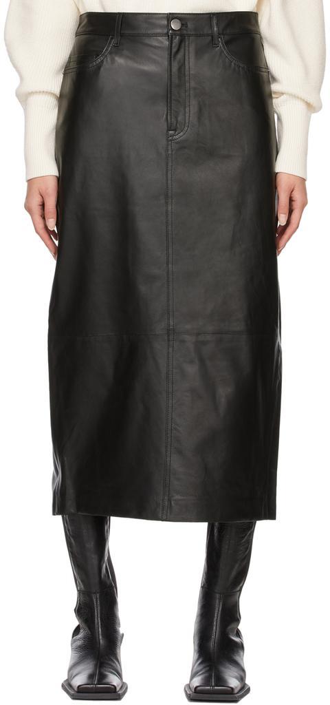 商品FRAME|Black Leather Midi Skirt,价格¥2305,第1张图片