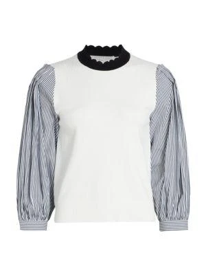 商品VERONICA BEARD|Roy Mixed-Media Top,价格¥1568,第5张图片详细描述