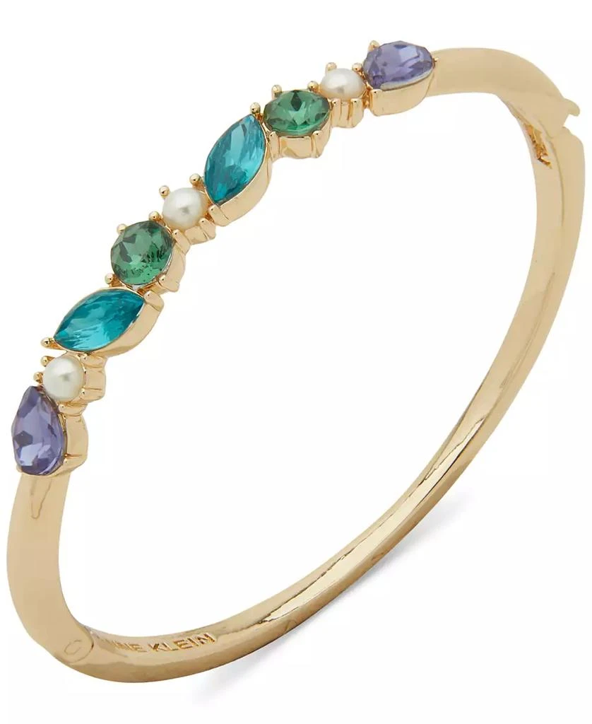 商品Anne Klein|Gold-Tone Multicolor Stone & Imitation Pearl Bangle Bracelet,价格¥216,第1张图片