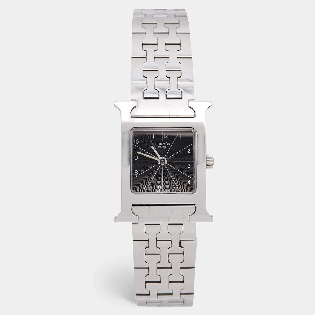 商品[二手商品] Hermes|Hermes Black Stainless Steel Heure H HH1.210 Women's Wristwatch 21 mm,价格¥11795,第1张图片