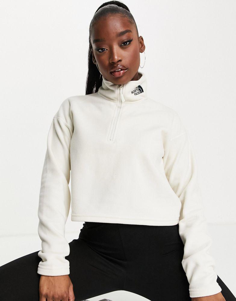 The North Face Embroidered Glacier cropped fleece in white Exclusive at ASOS商品第4张图片规格展示