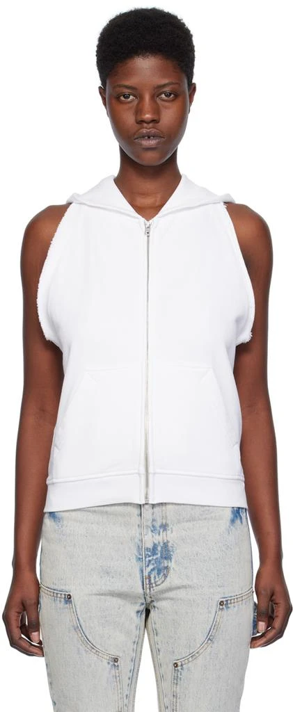 商品We11done|White Sleeveless Hoodie,价格¥1433,第1张图片