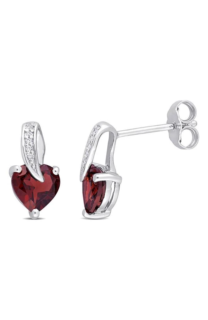 商品DELMAR|Garnet Heart & Diamond Stud Earrings,价格¥600,第1张图片