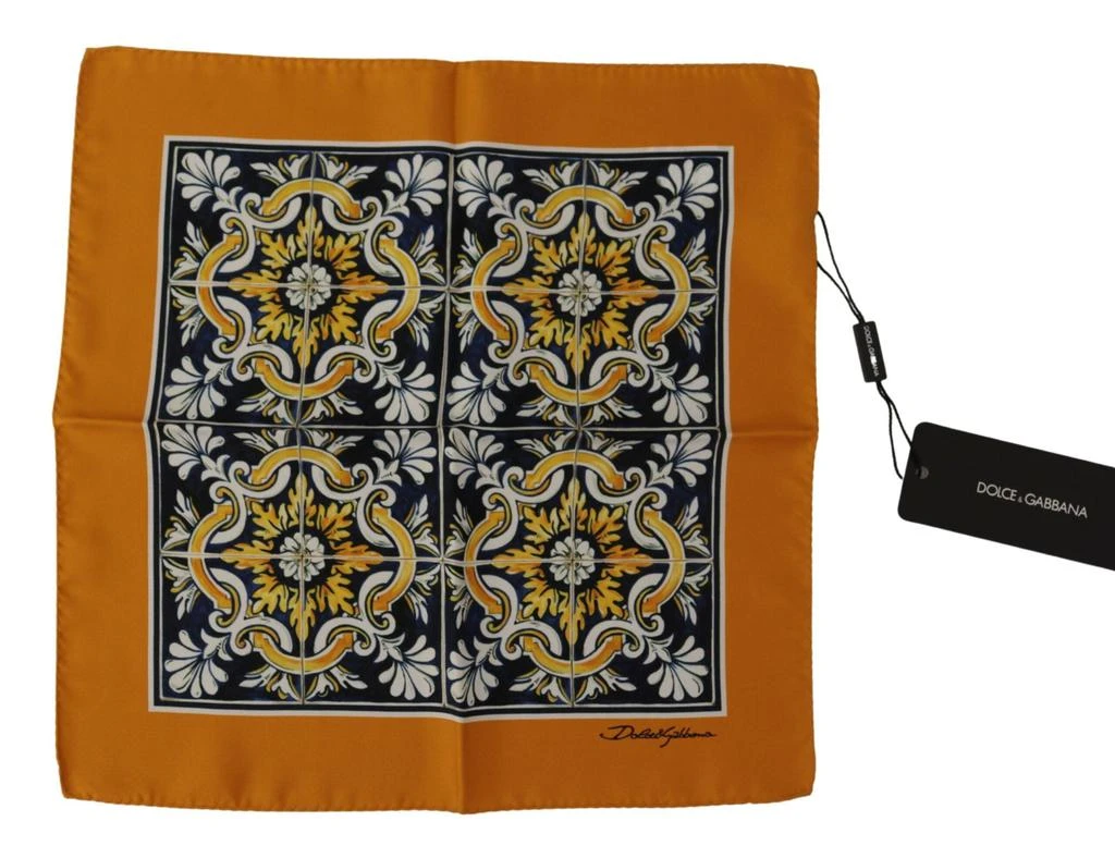 商品Dolce & Gabbana|Dolce & Gabbana Orange Majolica Pattern Square Handkerchief Scarf,价格¥979,第1张图片