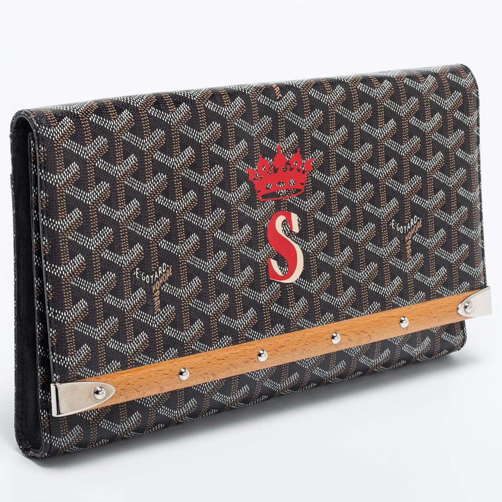 Goyard Black Goyardine Coated Canvas Monte Carlo Bois Clutch商品第3张图片规格展示