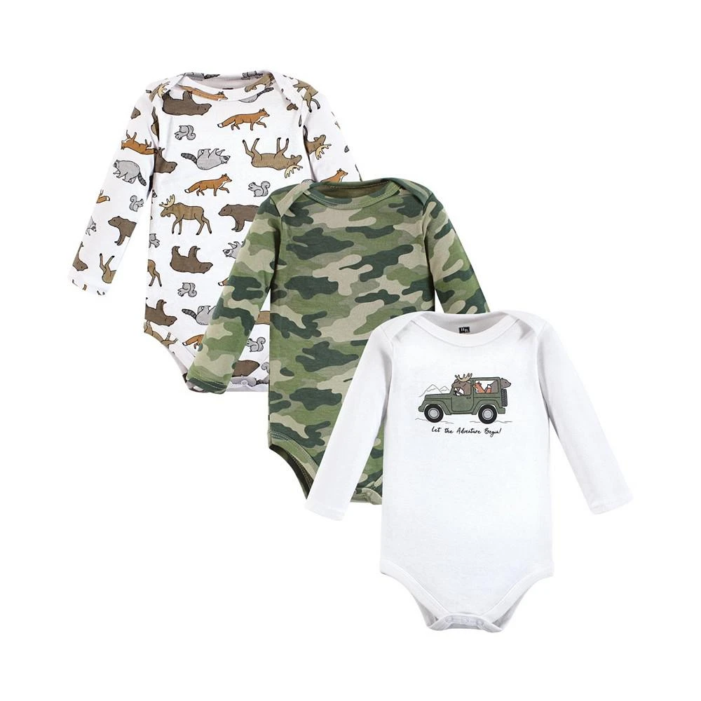 商品Hudson|Infant Boy Cotton Long-Sleeve Bodysuits, Animal Adventure 3-Pack,价格¥172,第1张图片