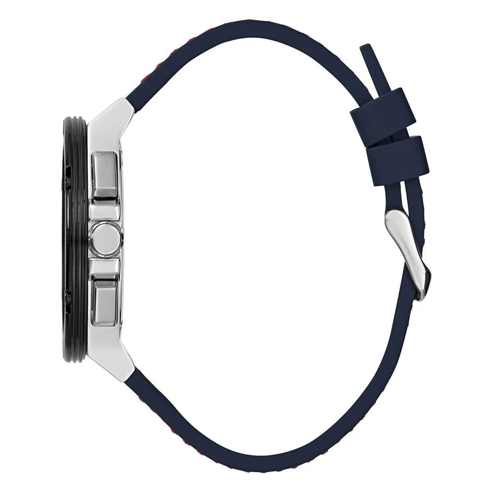 商品GUESS|Men's Silver-Tone Navy Silicone Strap, Multi-Function Watch, 44mm,价格¥842,第2张图片详细描述