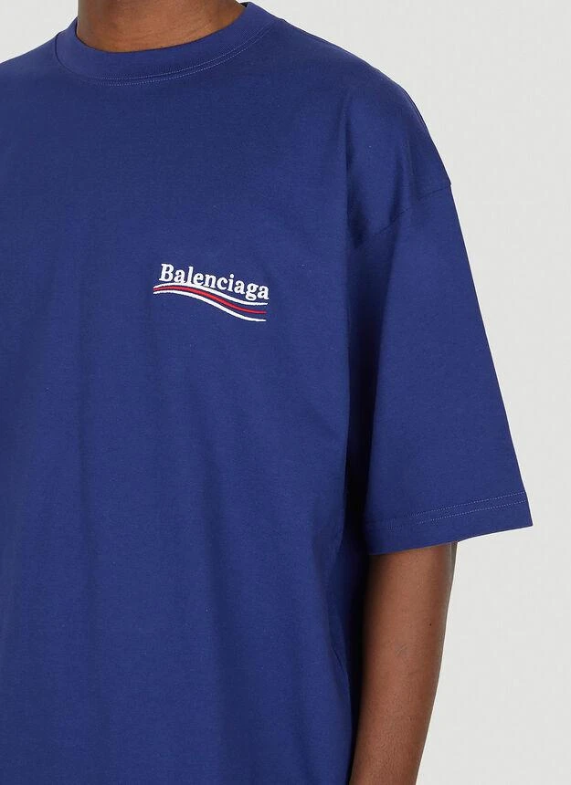 商品Balenciaga|Logo Embroidery T-Shirt in Blue,价格¥5825,第5张图片详细描述
