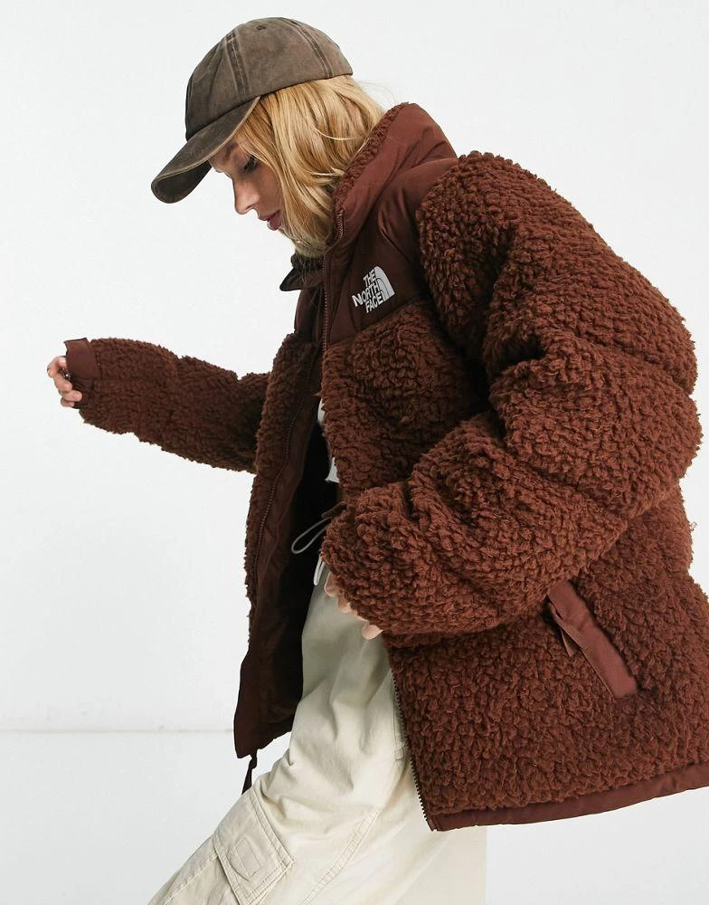 商品The North Face|The North Face Nuptse high pile down jacket in brown,价格¥2260,第2张图片详细描述