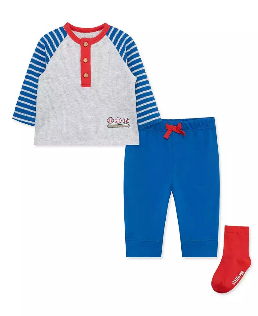 商品Little Me|Baby Boys Baseball T-shirt, Jogger Pants and Socks, 3 Piece Set,价格¥210,第1张图片