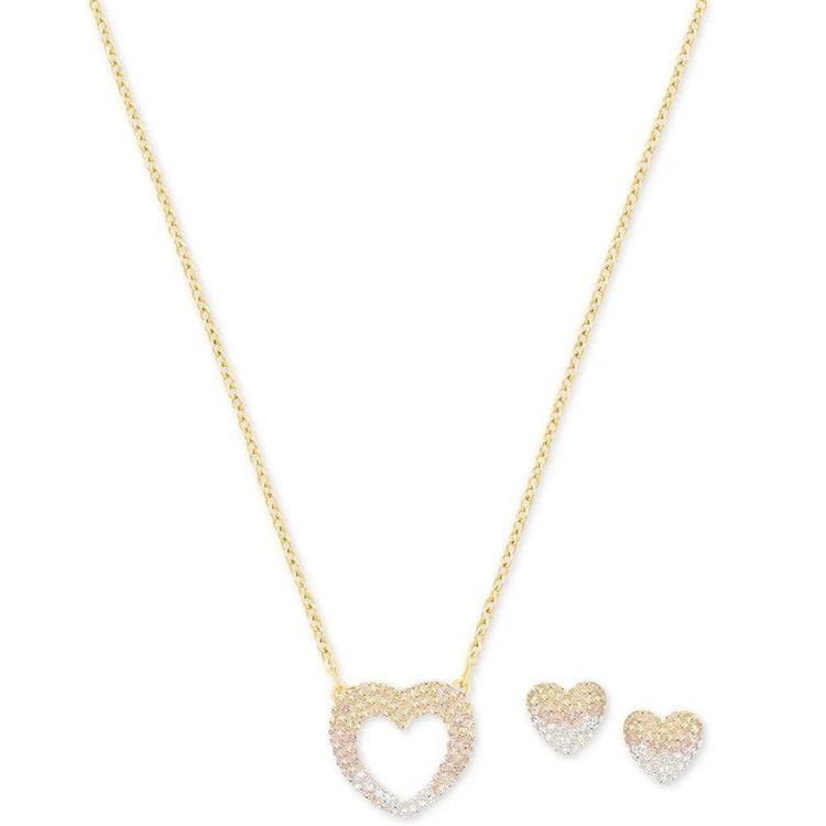 商品Swarovski|Gold-Tone Pavé Heart Pendant Necklace and Stud Earrings Set,价格¥969,第2张图片详细描述