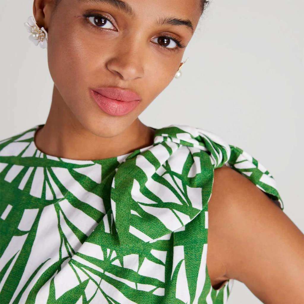 商品Kate Spade|Kate Spade New York Women's Palm Fronds Knot Shoulder Dress - Bitter Greens,价格¥1670,第3张图片详细描述