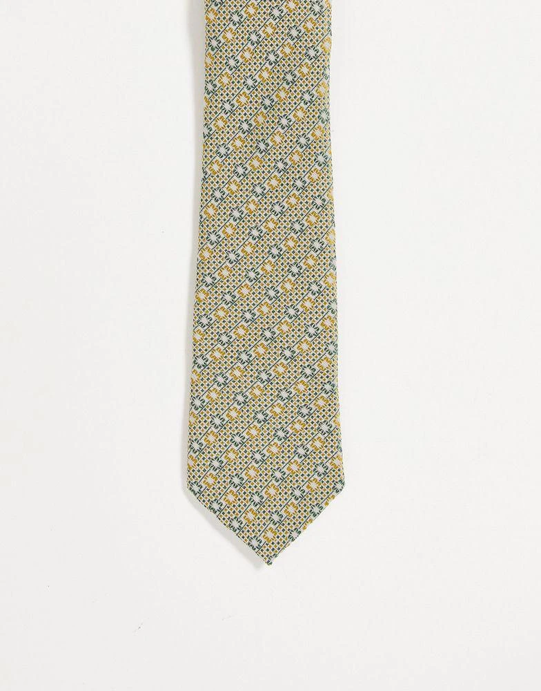 商品ASOS|ASOS DESIGN slim tie in retro green geo patern,价格¥81,第3张图片详细描述