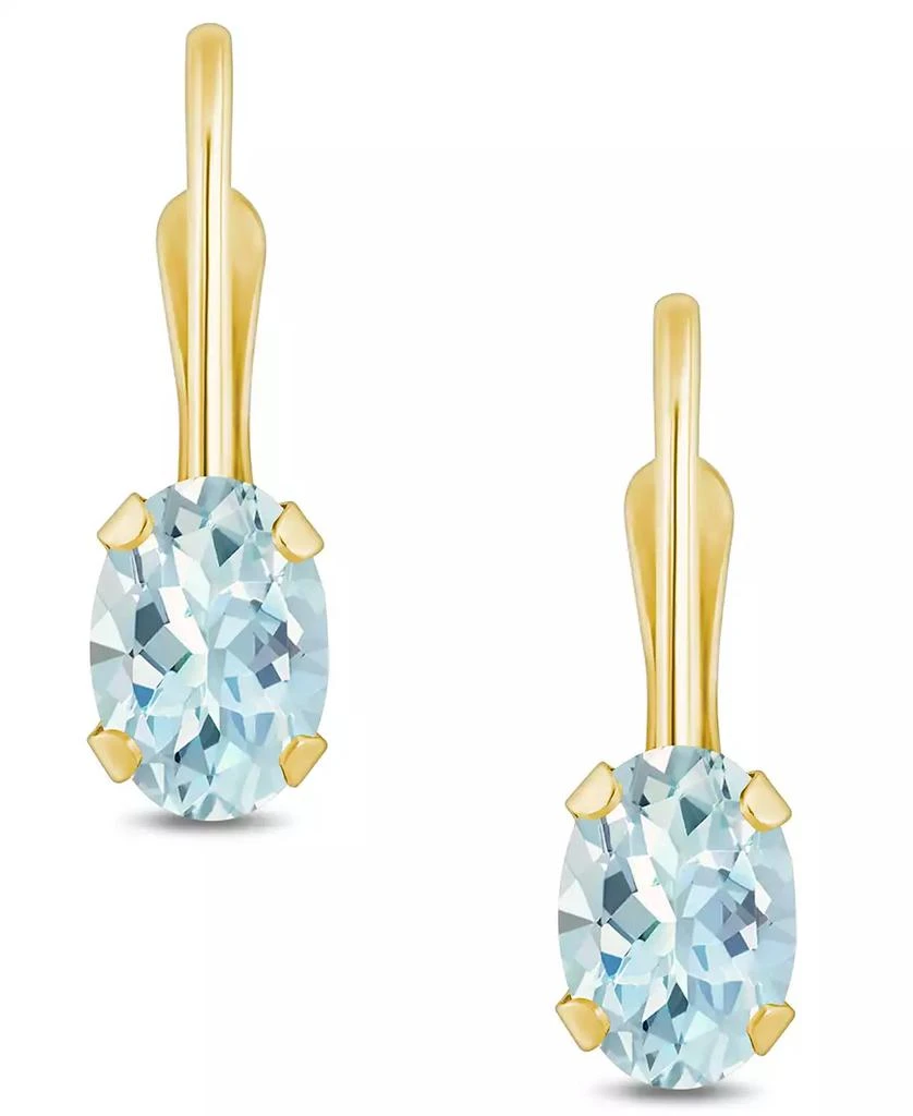 商品Macy's|Aquamarine (9/10 Ct. T.W.) Leverback Earrings in 10K Yellow Gold or White Gold,价格¥889,第3张图片详细描述