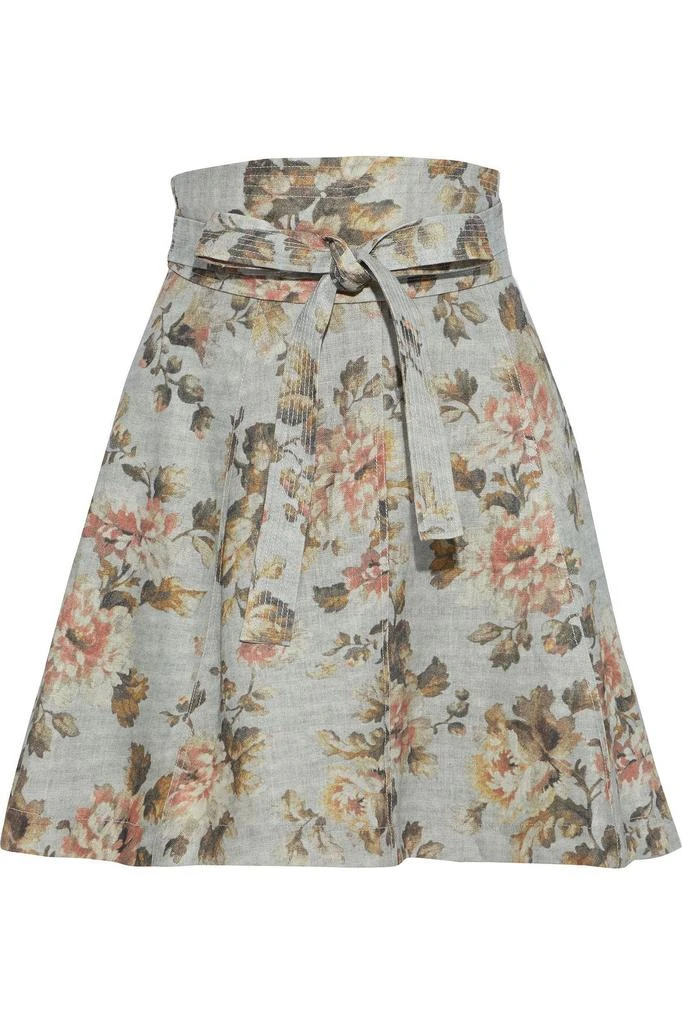 商品Zimmermann|Belted floral-print linen mini skirt,价格¥1853,第1张图片