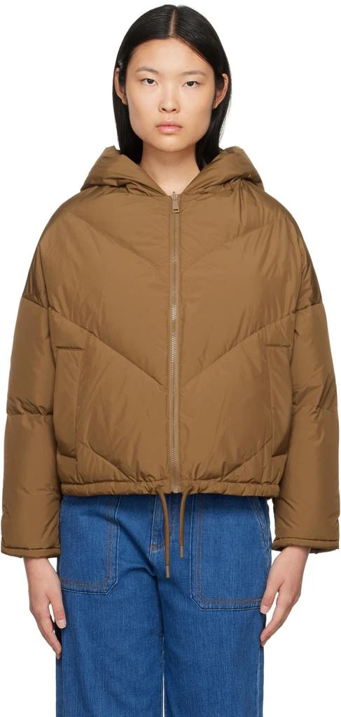 商品Yves Salomon|Brown Hooded Reversible Down Jacket,价格¥2476,第1张图片