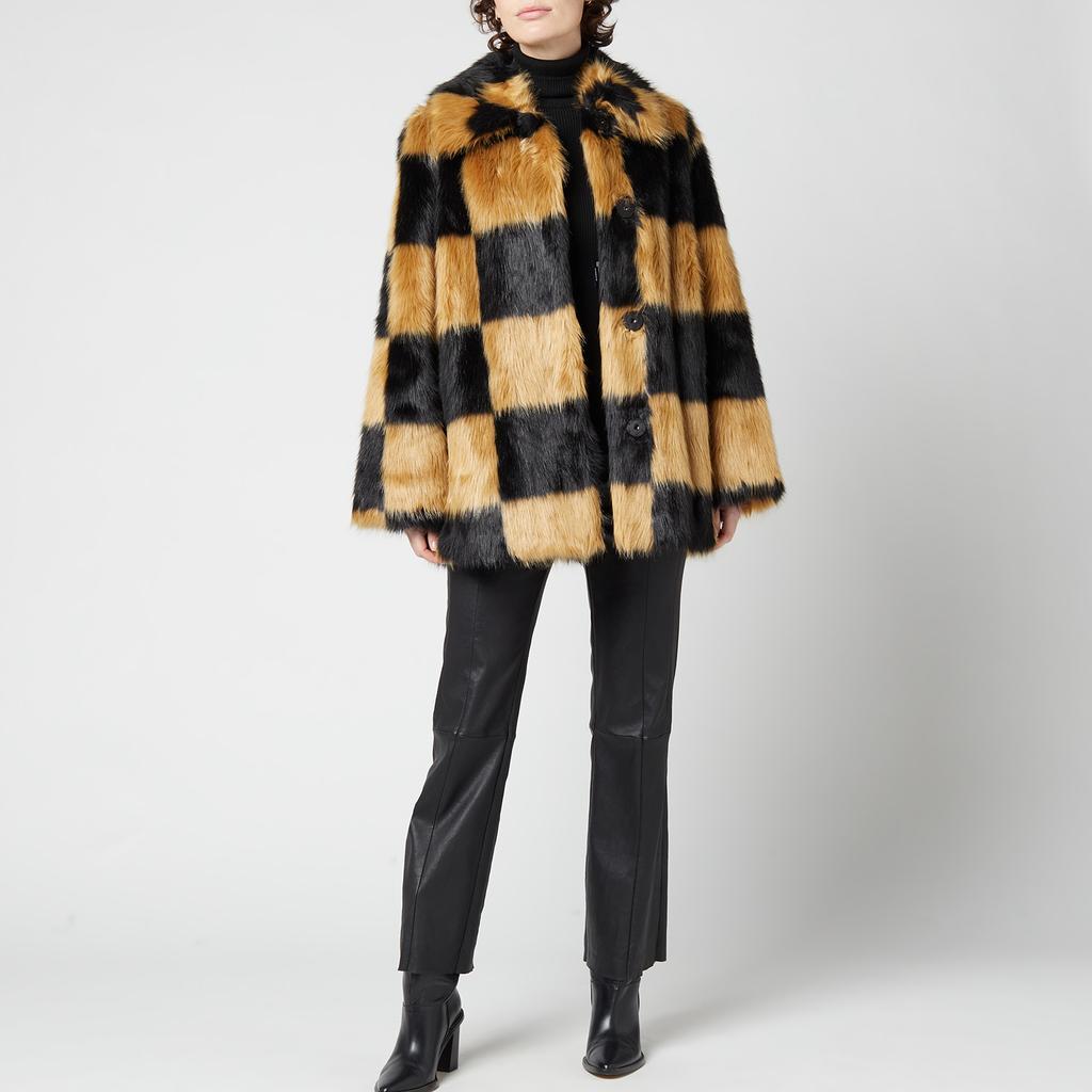 商品STAND STUDIO|Stand Studio Women's Nani Faux Fur Check Jacket - Black/Beige,价格¥3307,第5张图片详细描述