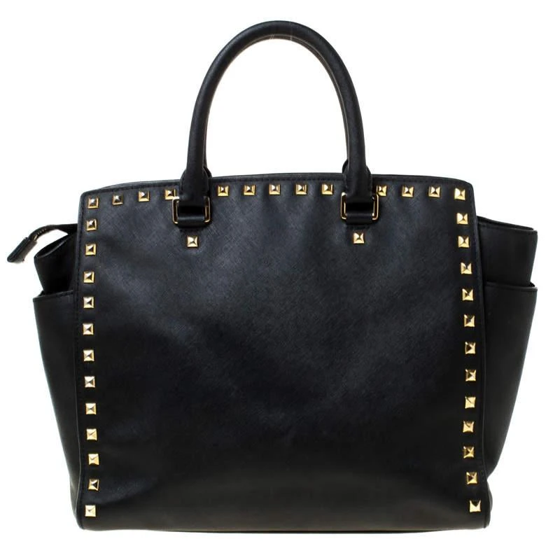 商品[二手商品] Michael Kors|Michael Michael Kors Black Leather Medium Selma Studded Tote,价格¥995,第4张图片详细描述