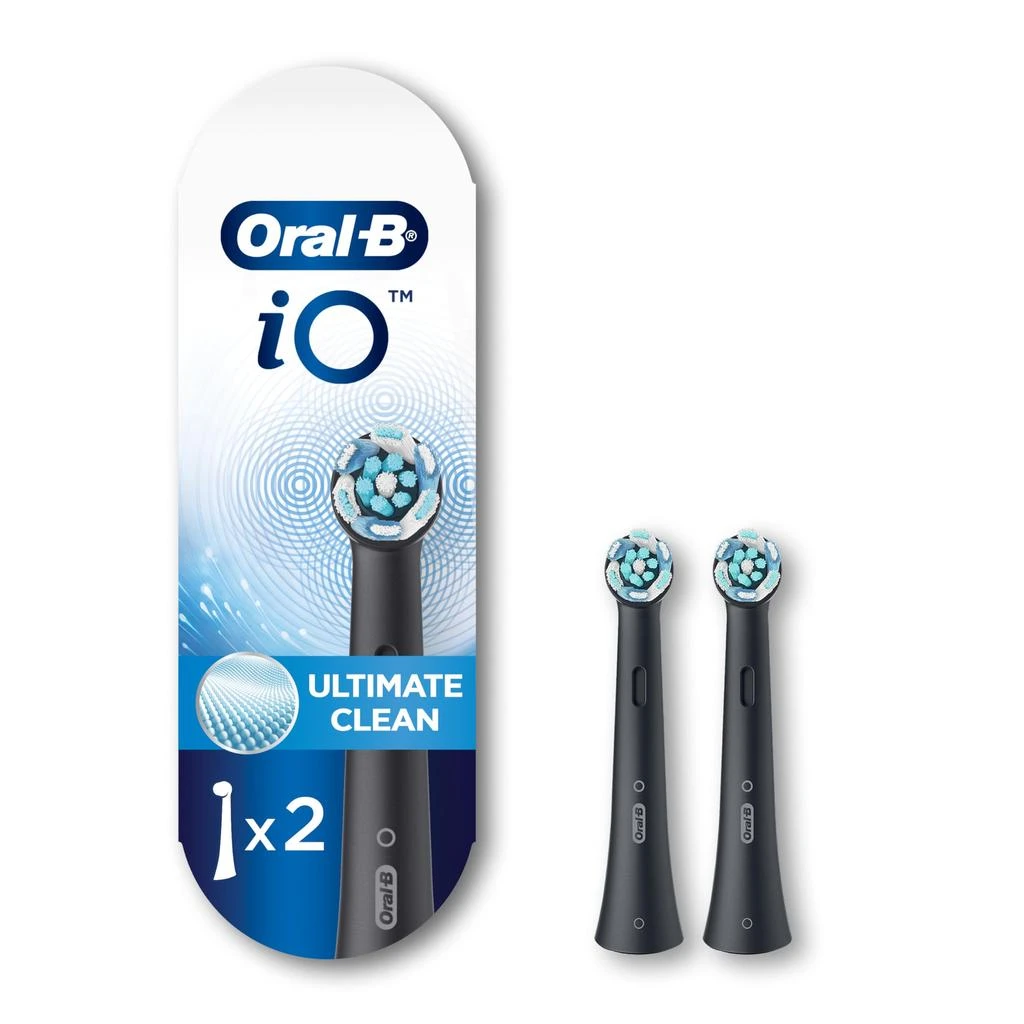 商品Oral-B|Oral-B iO Ultimate Clean Replacement Brush Heads, Black, 2 Count,价格¥209,第1张图片