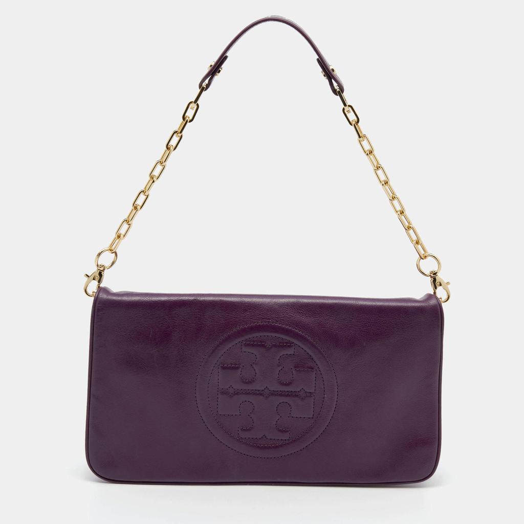 商品[二手商品] Tory Burch|Tory Burch Purple Leather Reva Bombe Chain Clutch,价格¥1154,第1张图片