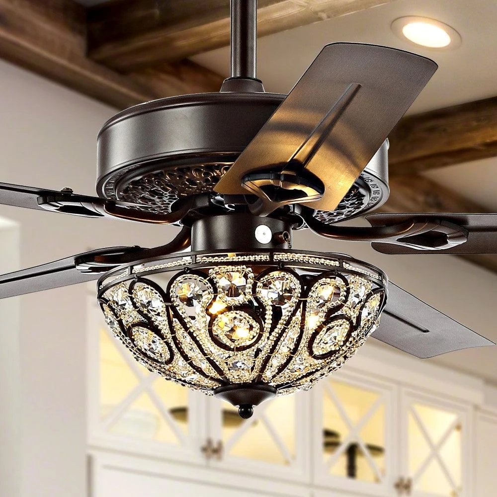 商品JONATHAN Y|Ali 48" 3-Light Wrought Iron LED Ceiling Fan With Remote,价格¥2701,第3张图片详细描述
