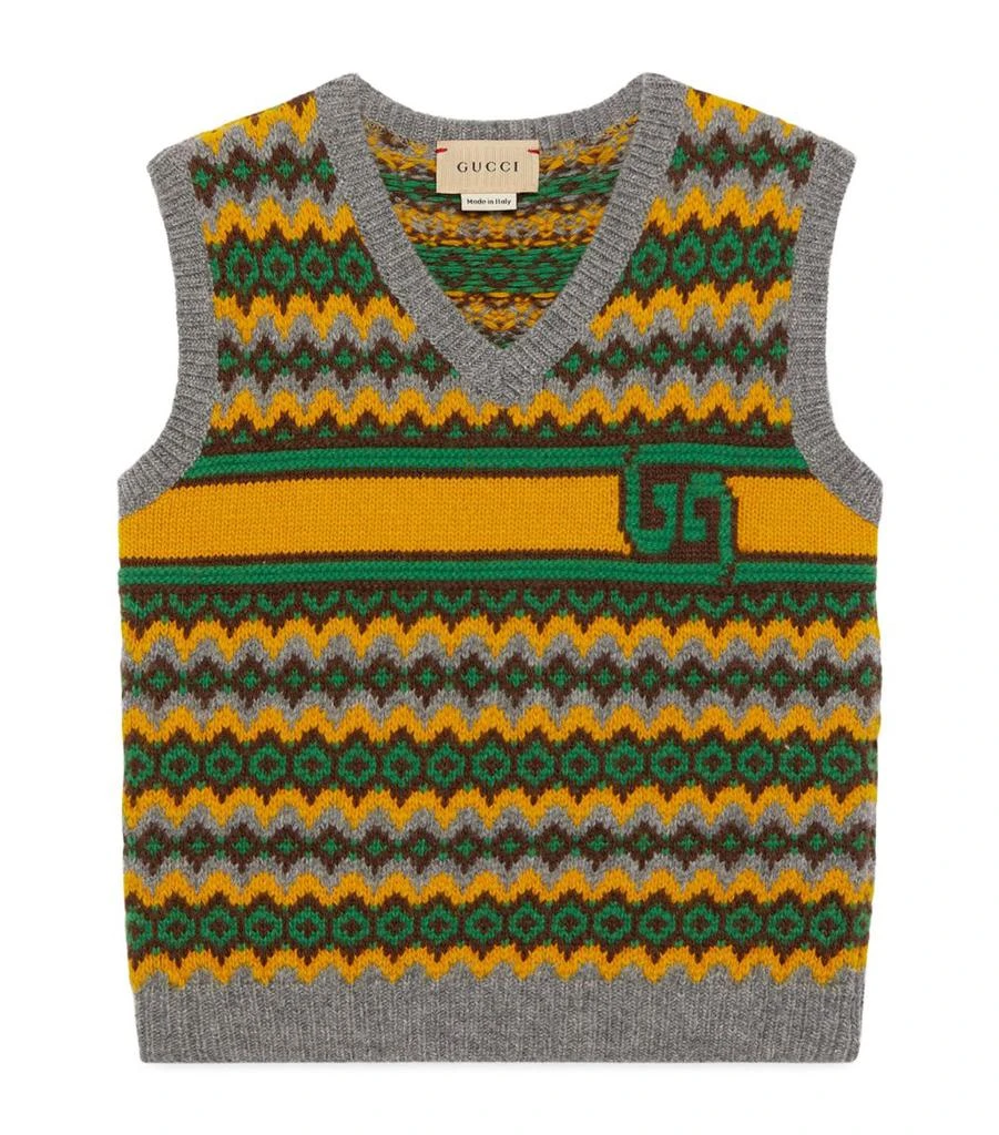 商品Gucci|Wool Fair Isle Sweater Vest (4-12 Years),价格¥3344,第1张图片