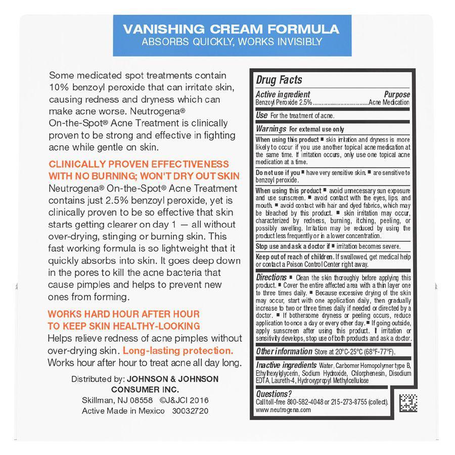 商品Neutrogena|On-The-Spot Acne Treatment, 2.5% Benzoyl Peroxide,价格¥62,第5张图片详细描述