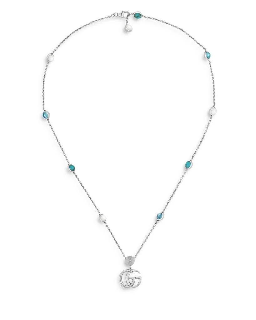 商品Gucci|Sterling Silver Marmont Multi-Stone Double G Pendant Necklace, 15.5-16.6",价格¥5046,第1张图片