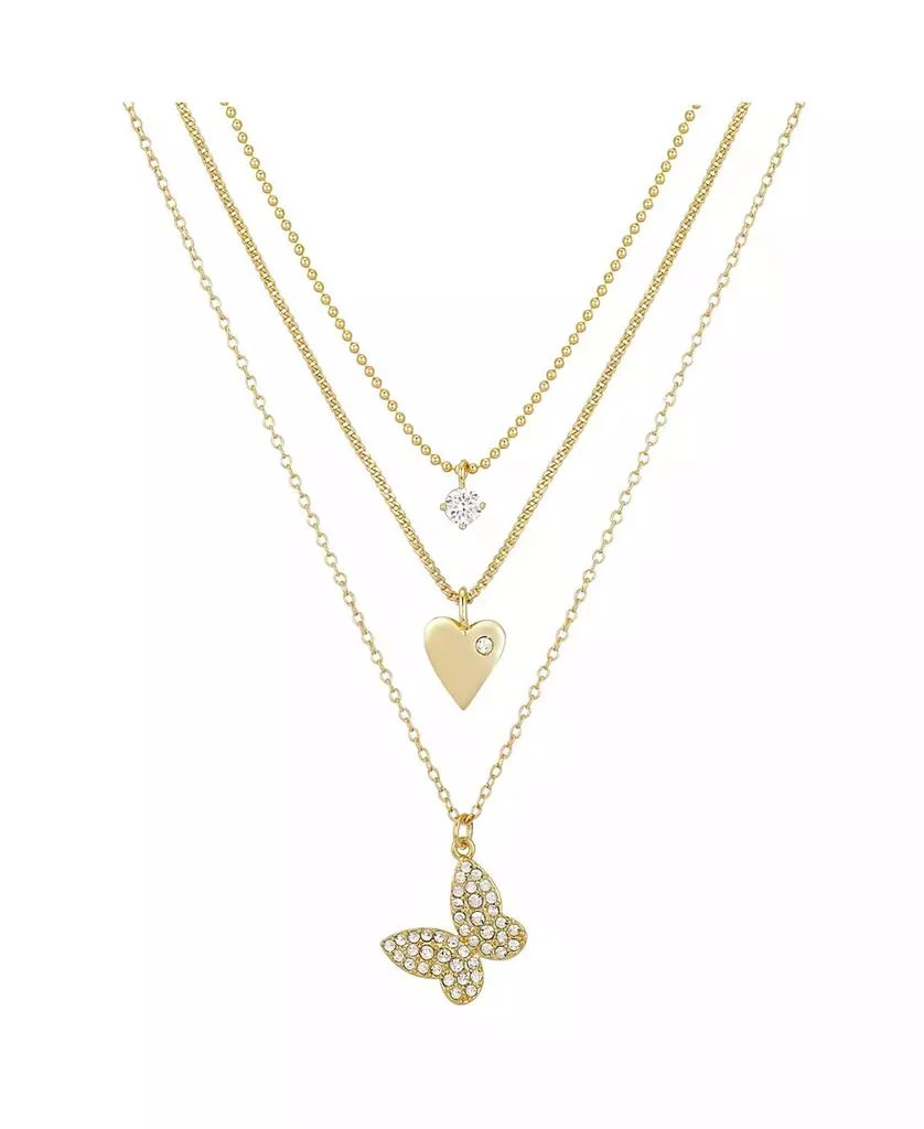 商品Unwritten|14K Gold Flash-Plated 3-Pieces Cubic Zirconia Butterfly Layered Pendants Set,价格¥157,第1张图片