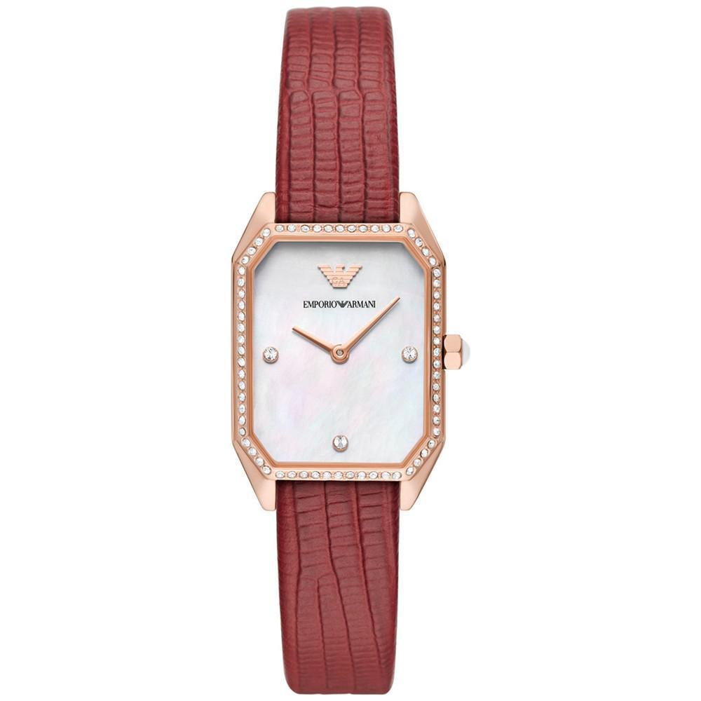 商品Emporio Armani|Women's Gioia Rose Gold-Tone Stainless Steel Leather Strap Watch 24mm,价格¥1774,第1张图片