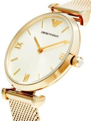 商品Emporio Armani|32MM Gold IP Stainless Steel Mesh Bracelet Watch,价格¥1568,第3张图片详细描述